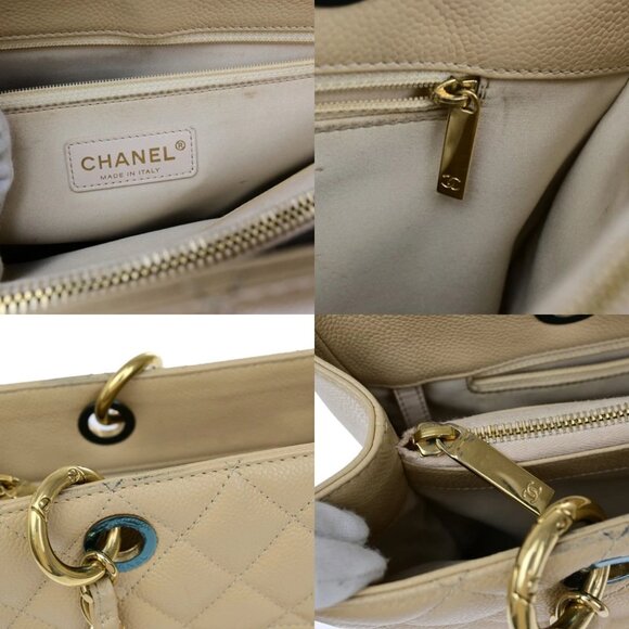 CHANEL CC GST Chain Shoulder Bag Grained Calfskin Leather Beige GHW 652RL053 - Picture 12 of 16